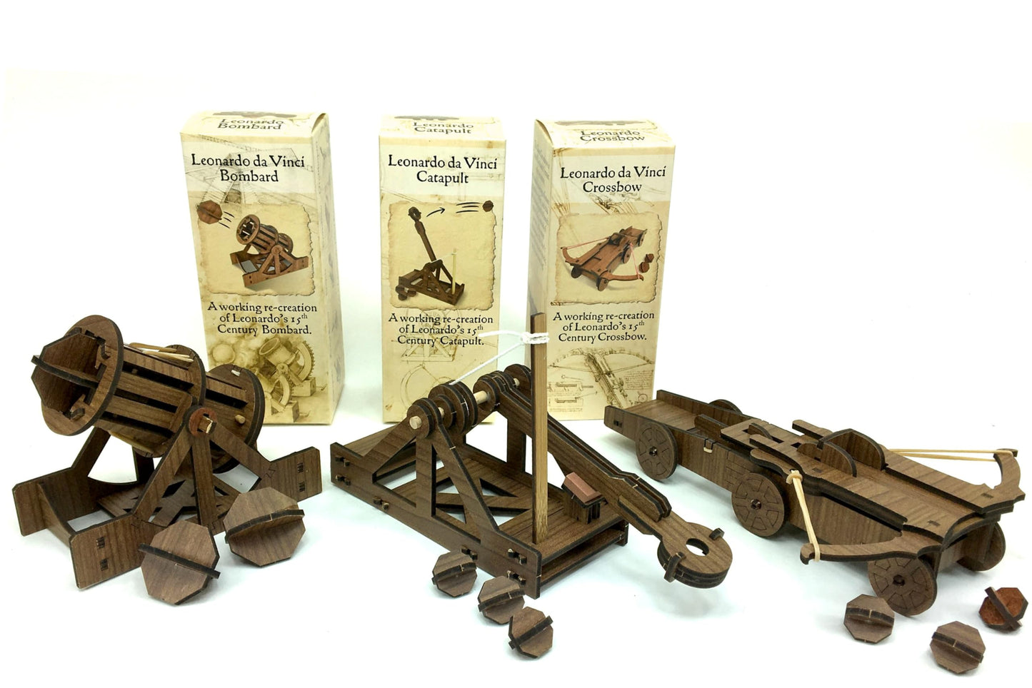 PATHFINDERS Leonardo Da Vinci  mini model kits catapult crossbow ard set of 3 Engineering kits Educational Toys for Kids Science kit for Kids Age 8-10 10-12 stem Projects Wood Building Kits