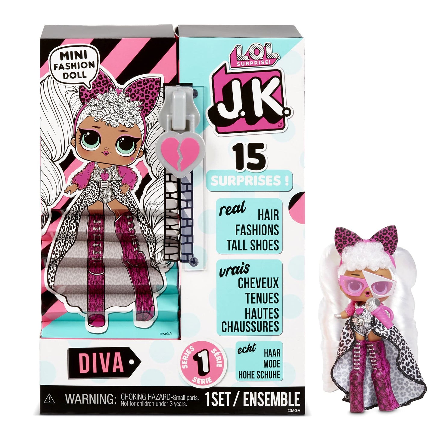 L.O.L. Surprise! LOL Surprise JK Mini Fashion Doll Diva with 15 Surprises Including Dress Up Doll Outfits  limited availability Doll Accessories - Gifts for Girls and Mix Match Toys for Kids 4-15 Years