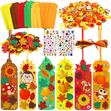 Fall Bookmark Craft Kits Thanksgiving Foam Crafts for Kids Leaf Foam Stickers Autumn Classroom Activities 36 Sets