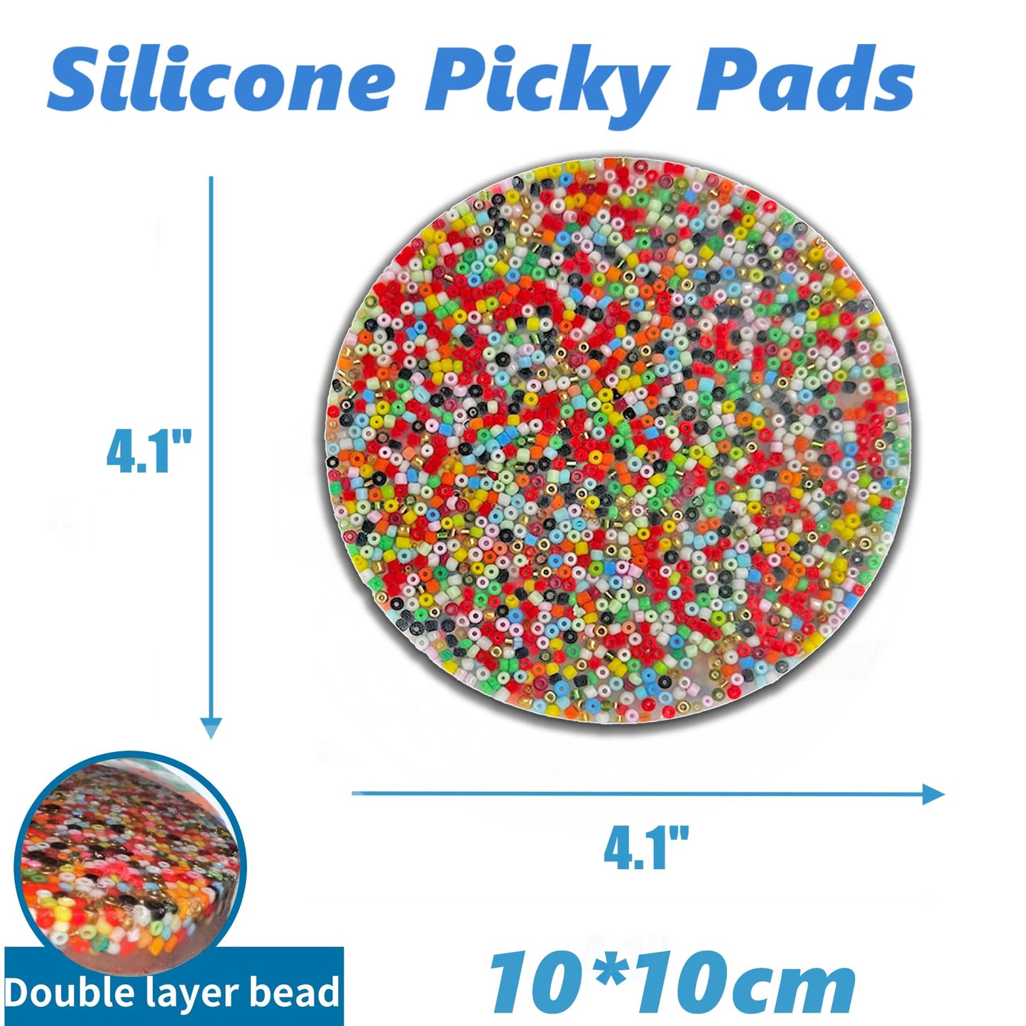 2Pcs Big Picky Pad Skin Picking Fidget Toy, 4'' Silicone Picking Fidget Pad Reusable More Beads Trichotillomania Toys For Skin P
