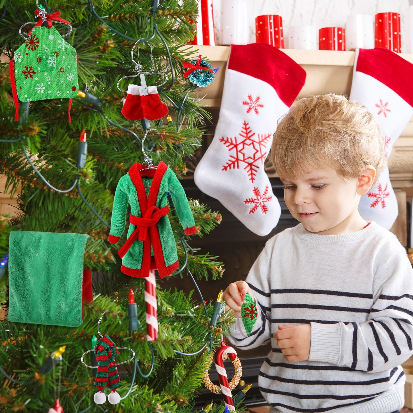 11 Pieces Christmas Elf Doll Accessories Set Include Elf Sleeping Bag Scarf Mask Bathrobe Shoes Hammock Apron Chef Hat Glasses C