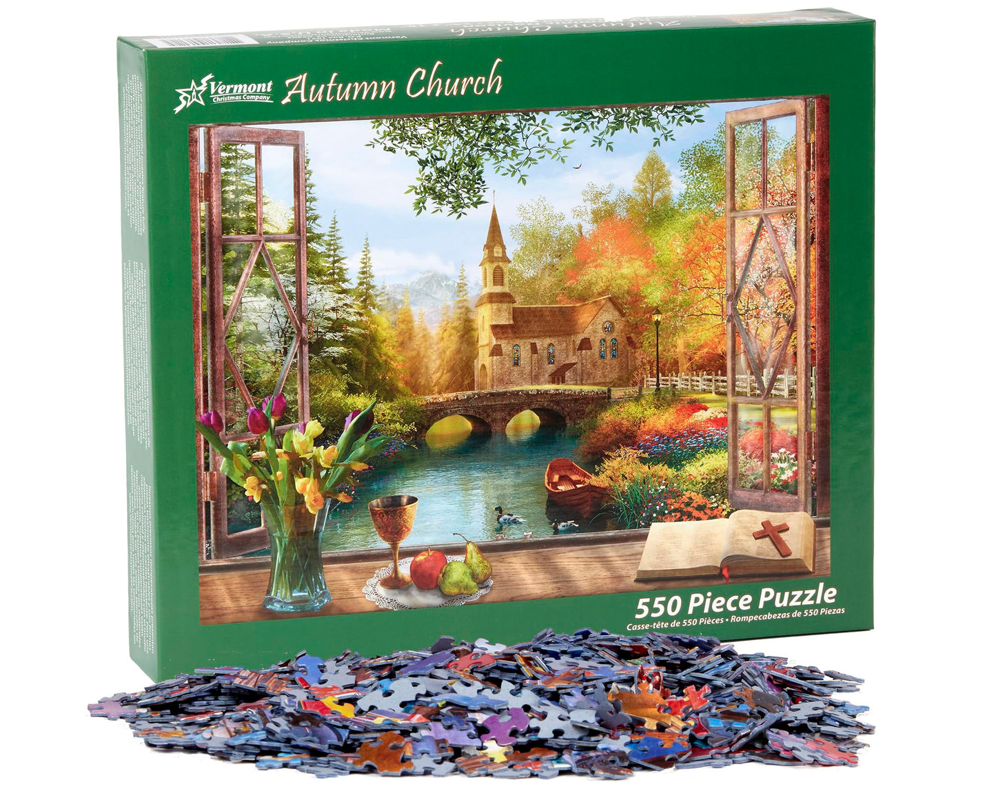Vermont Christmas Company Autumn Church Jigsaw Puzzle 550 Piece