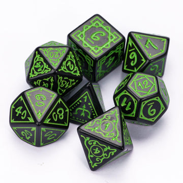Poludie DND Dice Set -D&D Polyhedral Dice (7 Pcs) Druid Dice with Leather Dice Bag for Dungeons and Dragons Role Playing Dice Ga