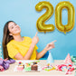 40 Inch Laser Gold 20 Balloons, Xxl Globos Dorados Self Inflating Number 20 Mylar Balloon For Women 20Th Birthday Party Decor, F