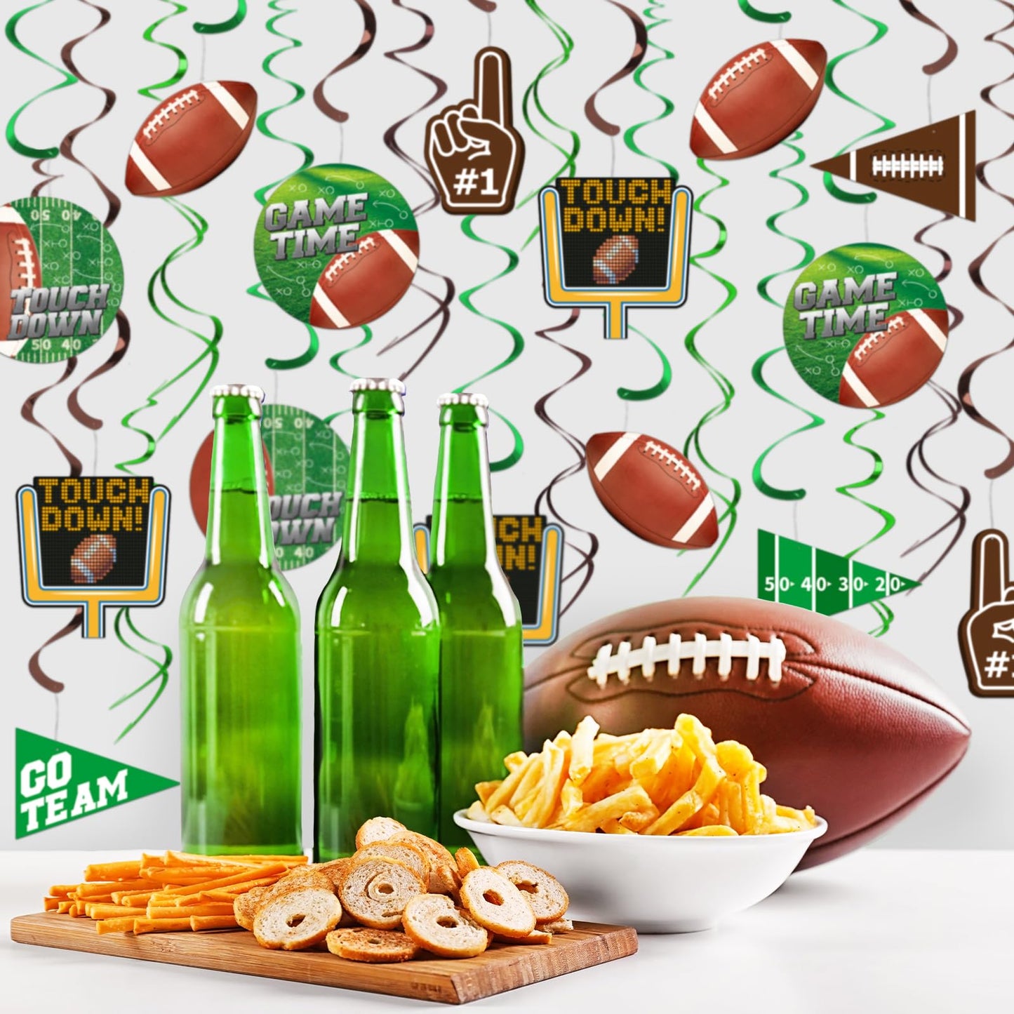 30 Pieces Football Party Decorations Football Hanging Swirl for Football Birthday Party Football Game Day Tailgate Party Supplie