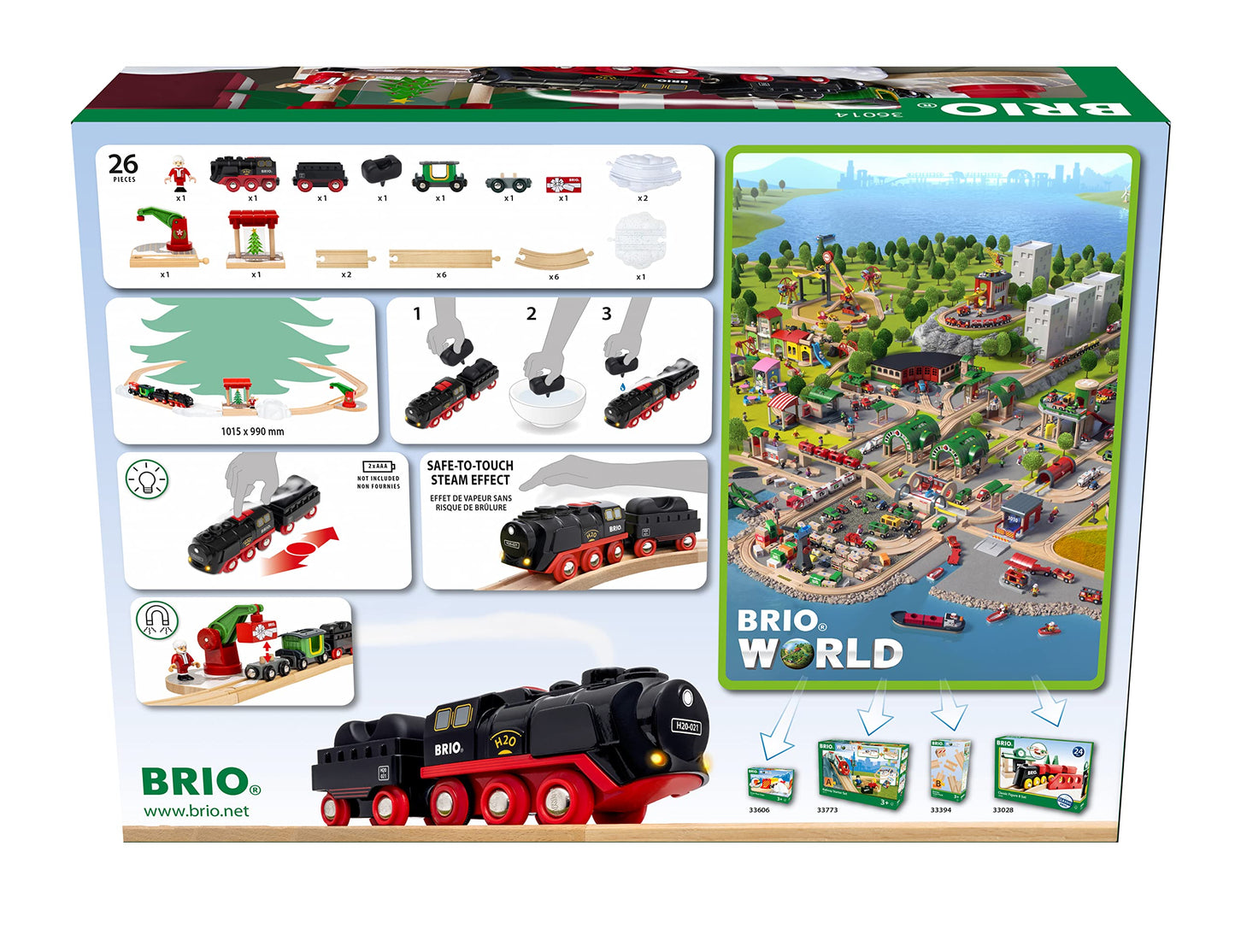 Brio World – 36014 Christmas Steaming Train Set | 27-Piece Kid-Friendly Set | Age 3+ Compatible | Fsc-Certified Beech Wood | Complements All Brio Railway Sets & Accessories | Multicolor