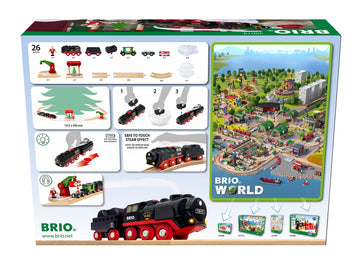 Brio World – 36014 Christmas Steaming Train Set | 27-Piece Kid-Friendly Set | Age 3+ Compatible | Fsc-Certified Beech Wood | Complements All Brio Railway Sets & Accessories | Multicolor
