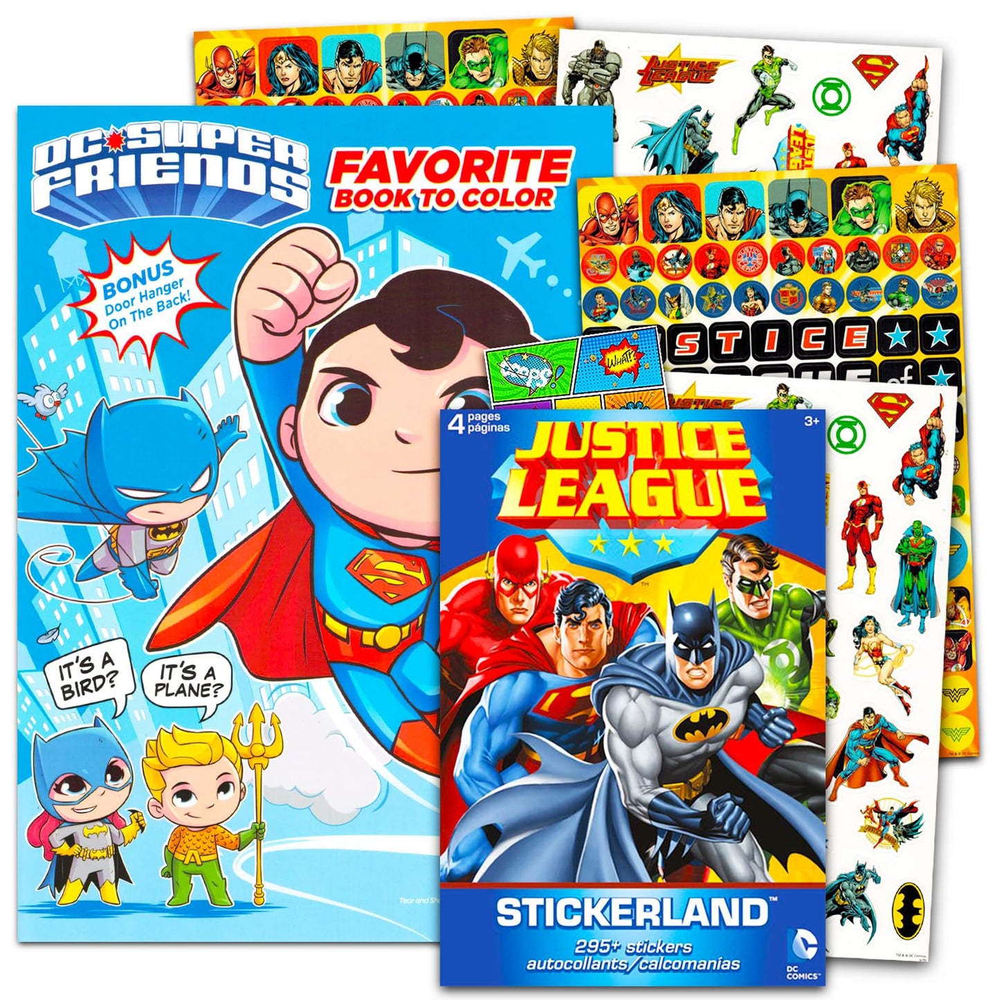 DC Justice League Coloring Book Bundle with Over 295 Stickers Specialty Separately Licensed GWW Reward Sticker ~ Batman Superman