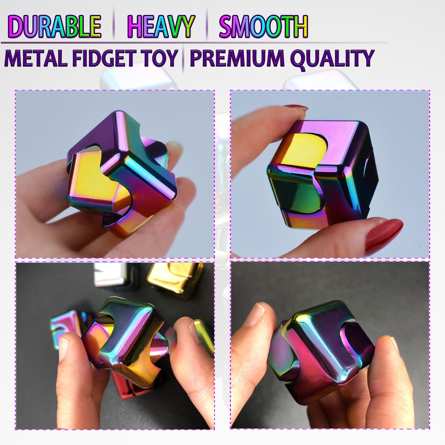 2 Pc Fidget Spinner Toys Cube Adults, Easter Basket Stuffers For Teens Metal Edc Cool Desk Gadgets Office Toys Small Anxiety Figette Sensory Toy, Adhd Tool Fingears Figet Stress Valentine Gift For Boy