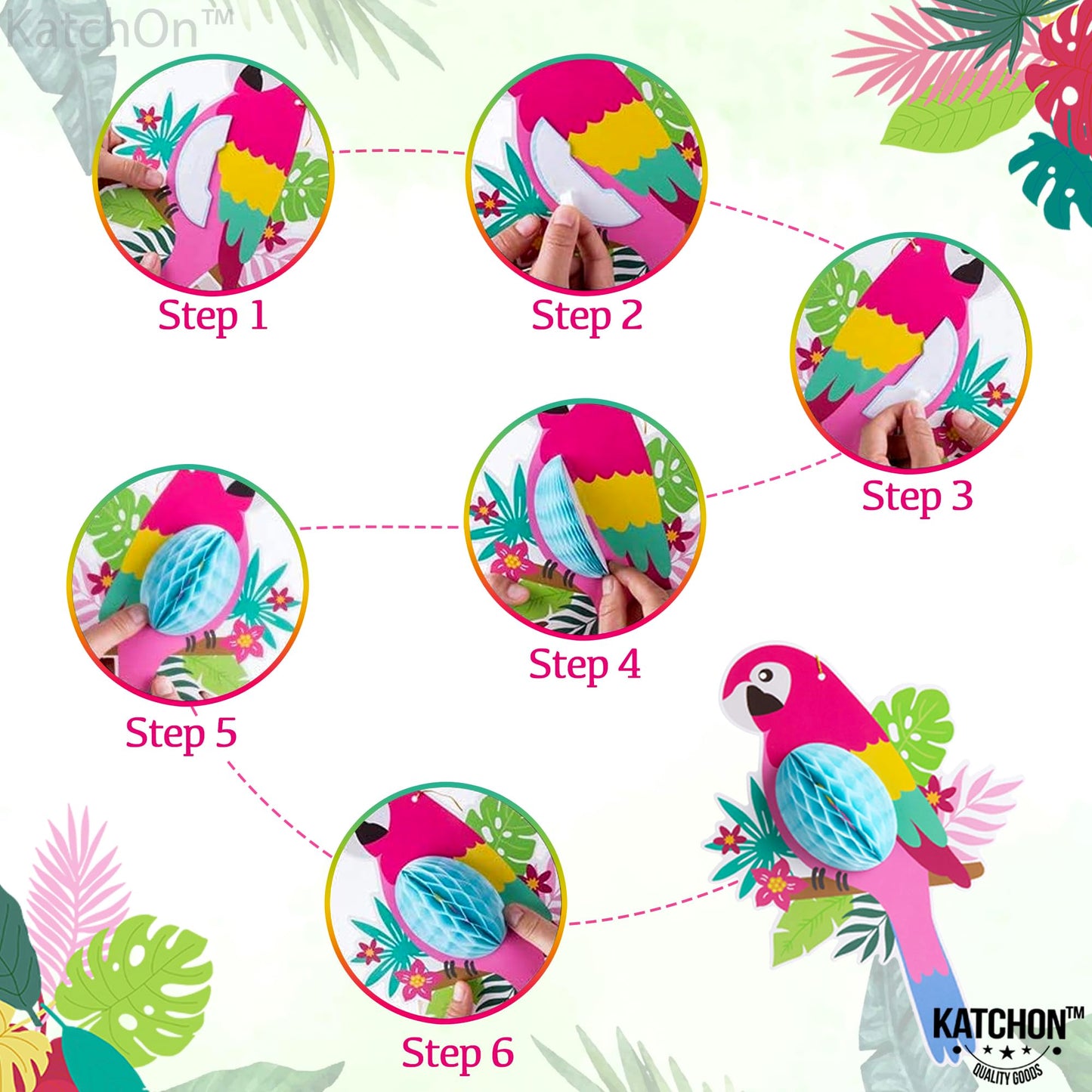 KatchOn, Large Tropical Bird Decorations - 12x5.3 Inch | Jungle Theme Decorations, Luau Party Decorations, Hawaiian Party Decora