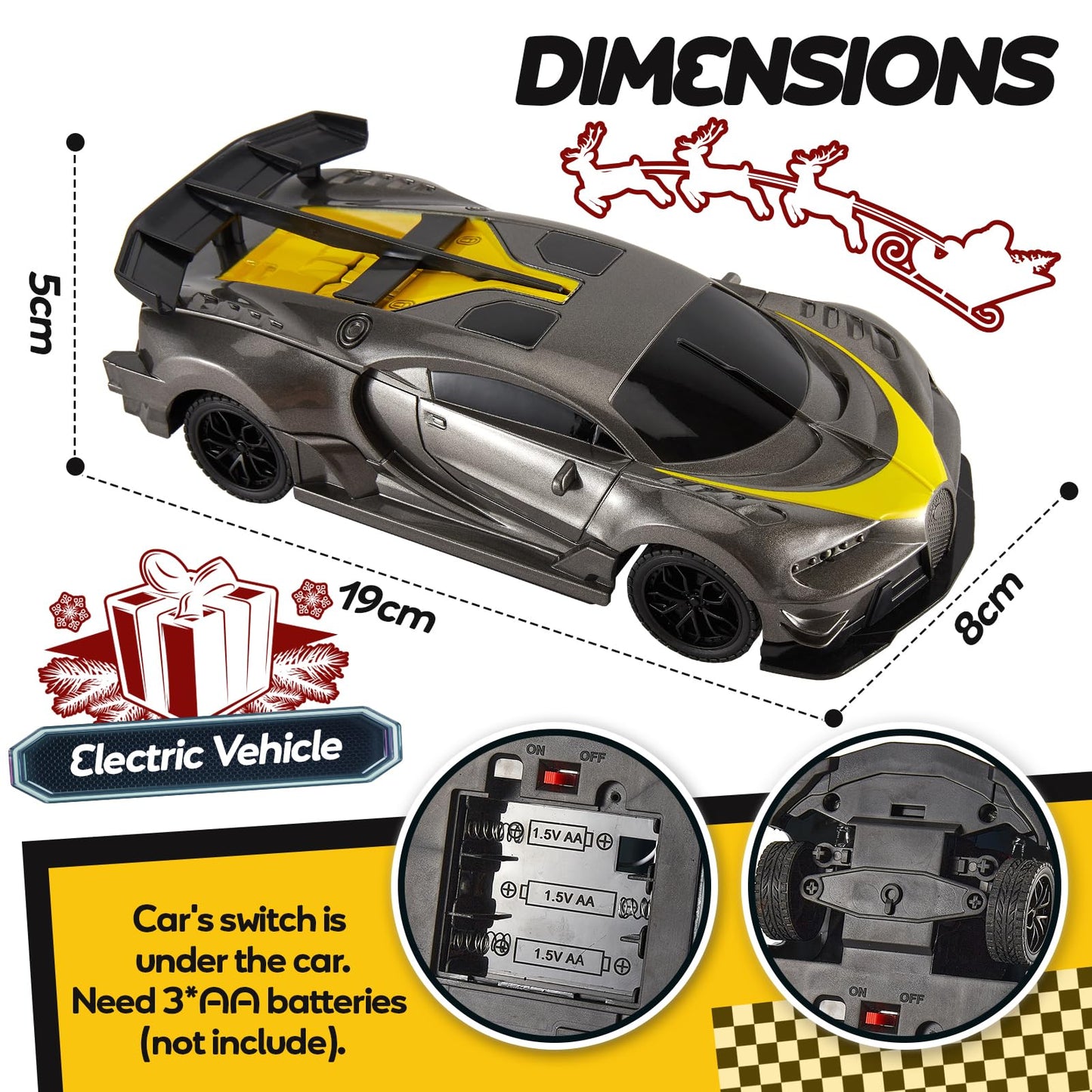 HYAKIDS Remote Control Car for Boys 4-7, Hobby RC Cars for Kids, Race Car Toys with Working Lights, Controller, Birthday Gifts f