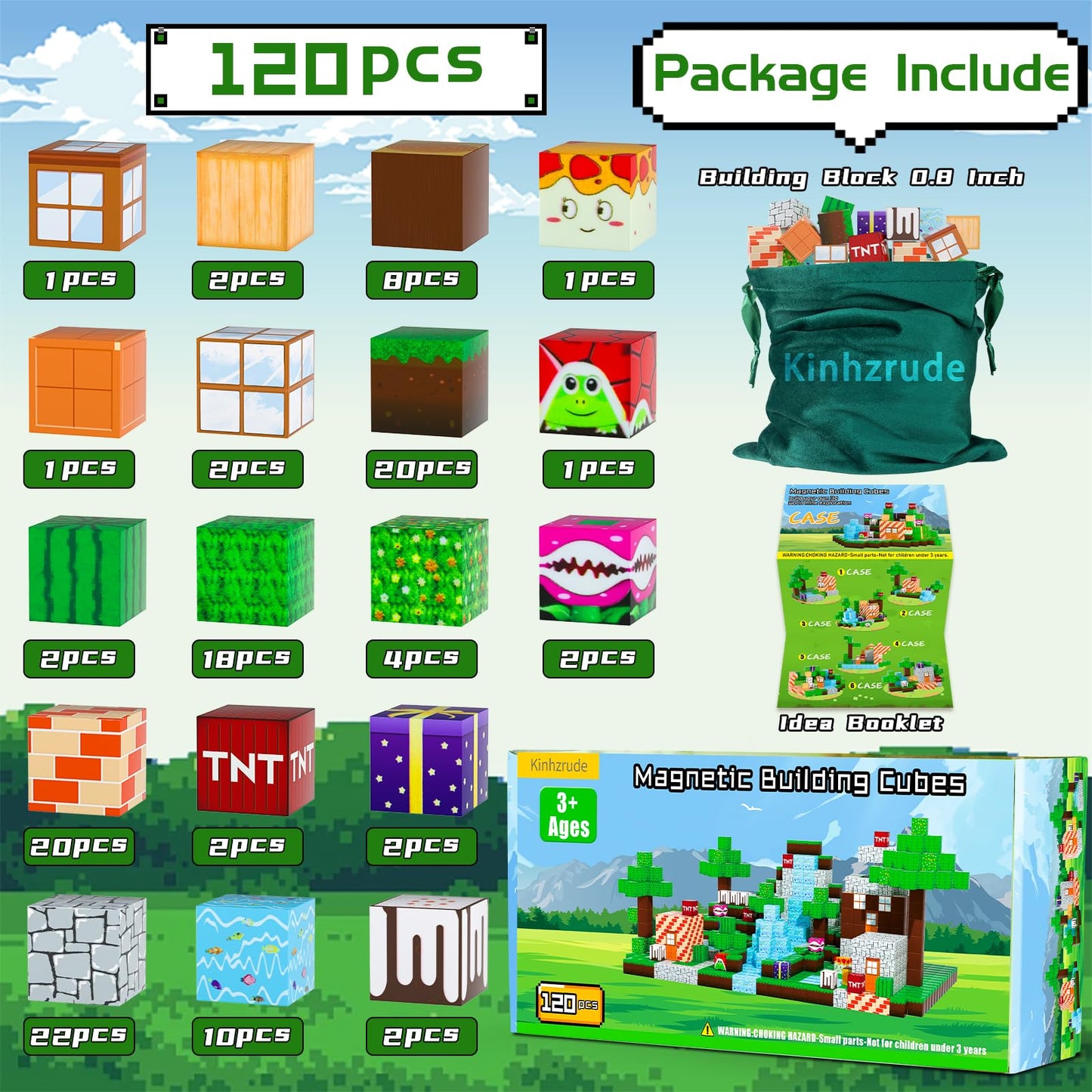 Magnetic Blocks - 120Pcs Magnetic Cubes Building Toys Set For Kids,Toddler Montessori Creative Educational Toy,Stem Sensory Toys