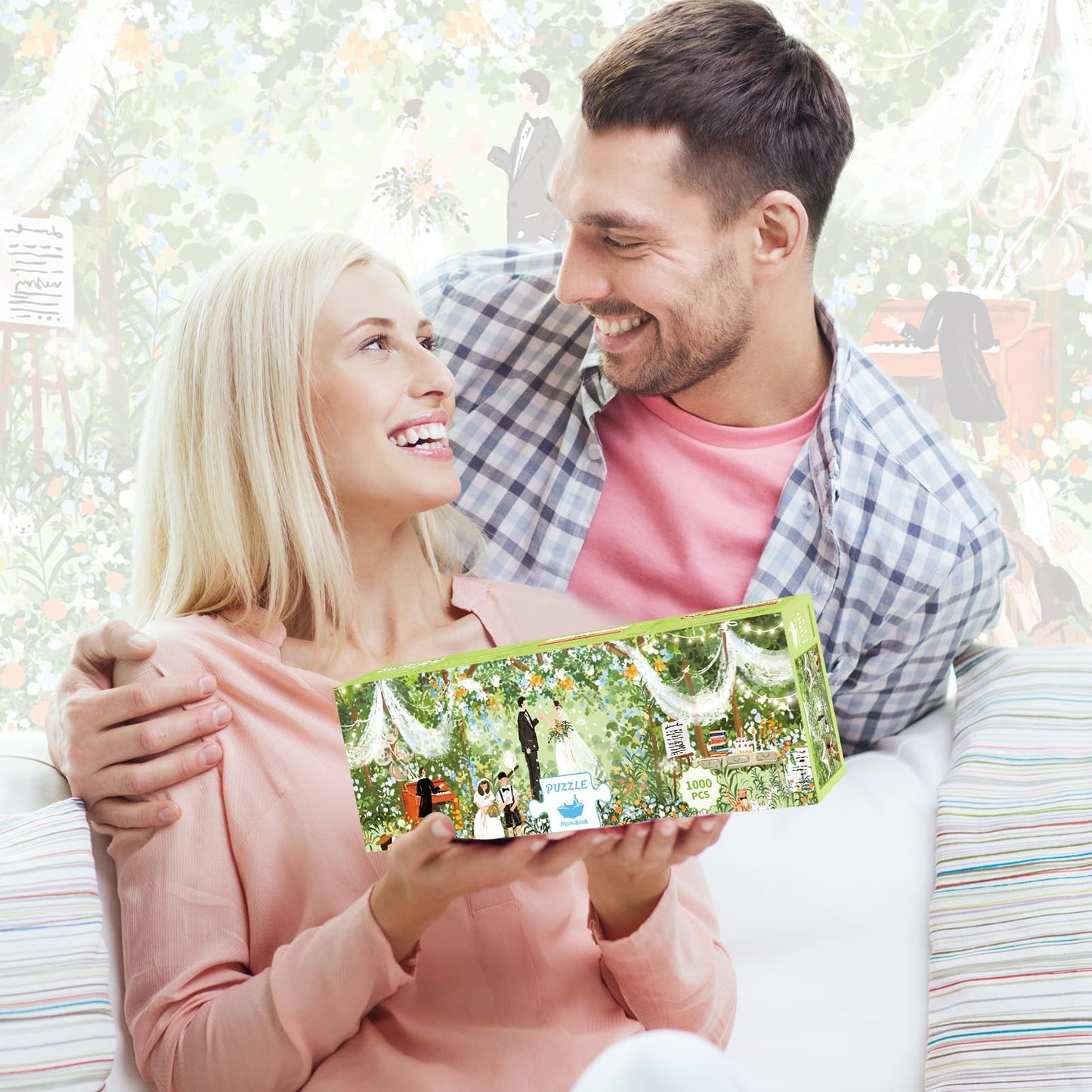 Momibook Puzzles For Adults 1000 Piece Jigsaw Puzzles Of The Wedding Is In Progress, Spring Painting Image Difficult Challenging