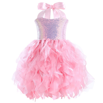 Girls Sequin Tutu Dress Pink Tutu Tulle Party Dress For Special Occassion Party Wedding Dancing 6T