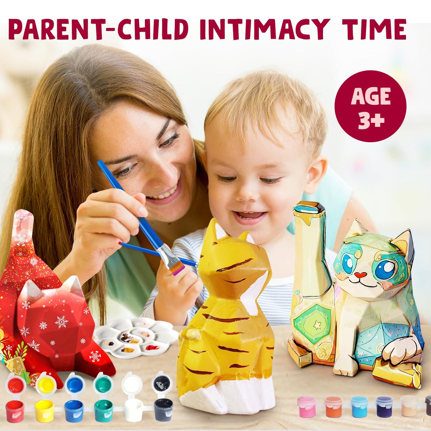 Goody King Paint Your Own Cat Lamp Kit 3pcs,DIY Cat Crafts Night Light, Arts & Crafts for Kids Ages 8-12, Painting Kit for Girls