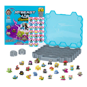 MRBEAST LAB MrBeast Hive Collector Pack Holds 70+ Micro Beasts  with 26 Micro Beasts Including 2 limited availability Glow-in-The-Dark Swarms  26 Stickers and 2 Fusion Caps to Continue to Build Out Your Own