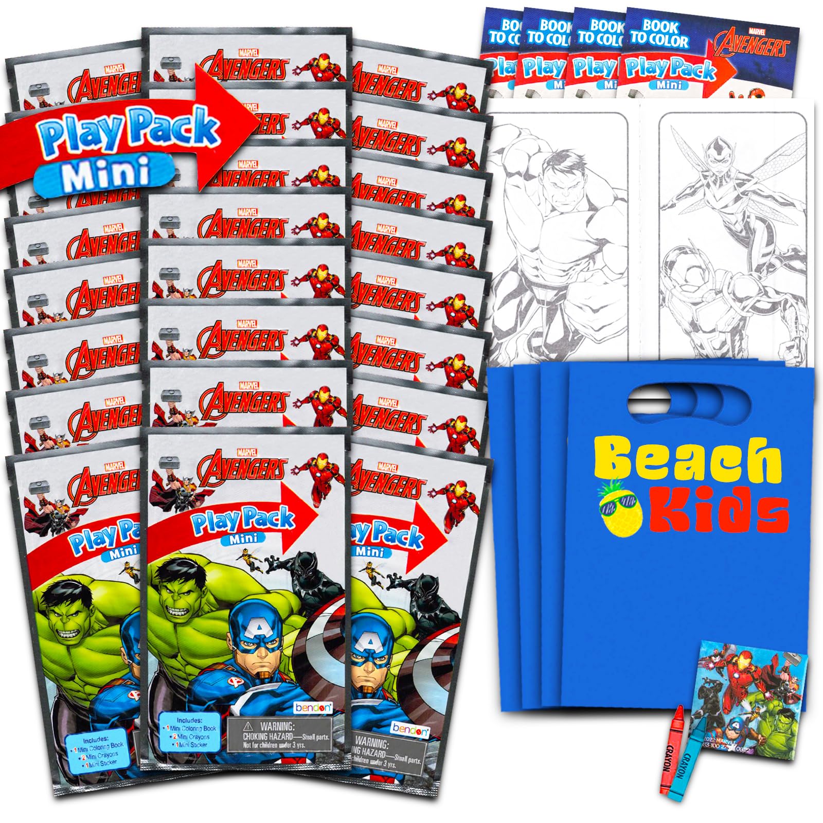 Marvel Avengers Mini Party Favors Set - Bundle with 24 Mini Grab n Go Play Packs with Coloring Pages, Stickers, More | Avengers 