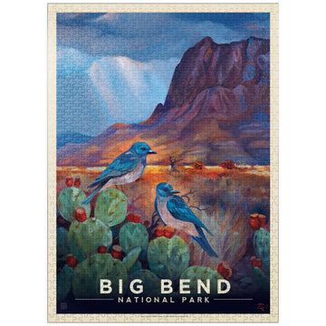 MyPuzzle Big Bend National Park: Birds  Vintage Poster - enhanced 1000 Piece Jigsaw Puzzle for mature-themeds