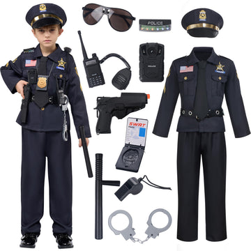 Spooktacular Creations Halloween Police Costume for Kids, Black, Medium (8-10 yrs), Polyester, Toddler RolePlay Outfit