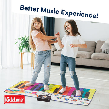 Kidzlane Floor Piano Mat for Kids - 72x28 Inches, 24 Keys, 10 Songs, 8 Sounds, Fun Dance Toy for Ages 3+ - Multicolor