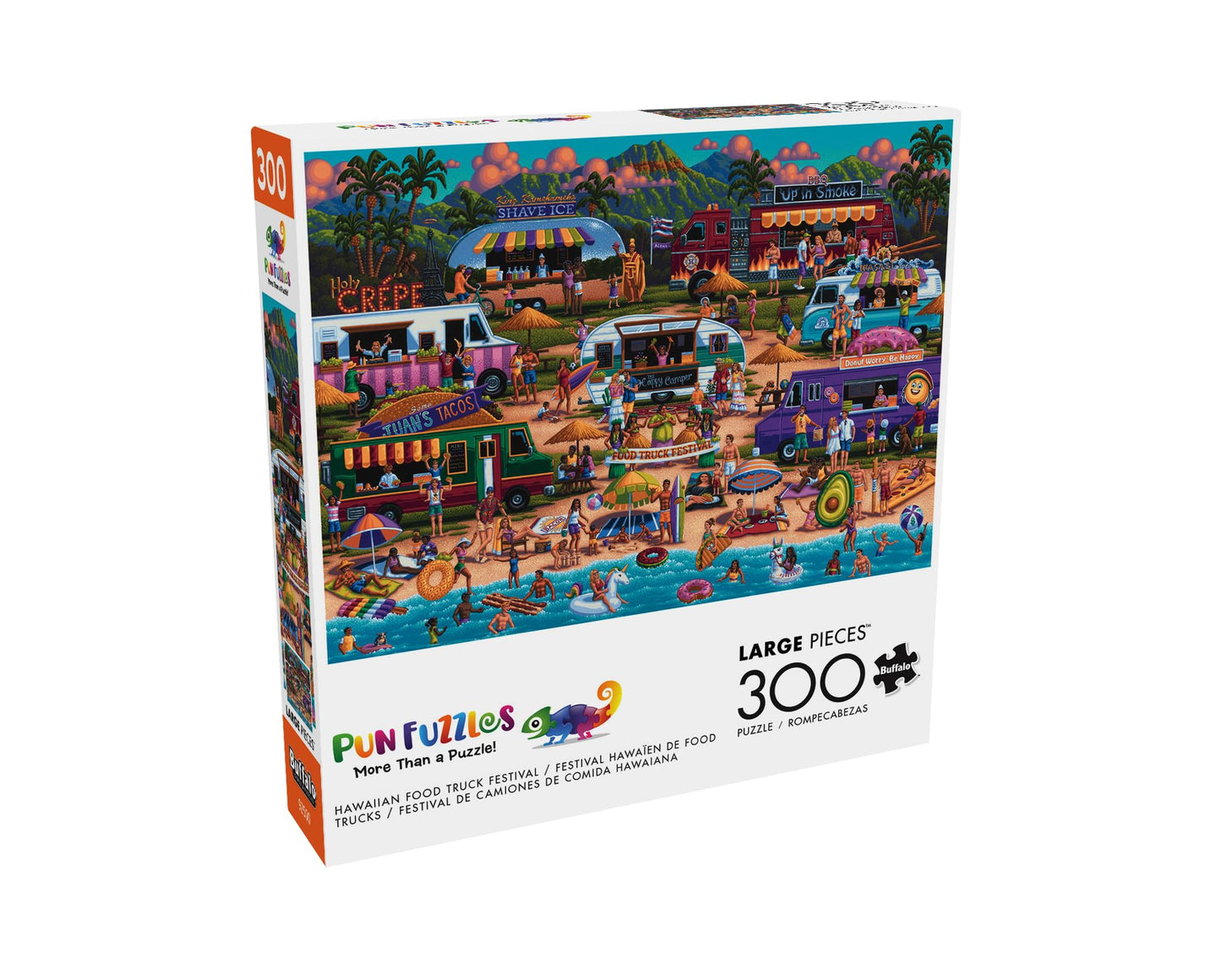 Buffalo Games Pun Fuzzles Hawaiian Food Truck Festival 300-Piece Jigsaw Puzzle - Large Multicolor - Challenging Fun for Game Nights