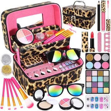 Kids Makeup Kit For Girl - Real Washable Makeup Kit For Kids Girls, Play Double-Layer Girls Toddler Set, Kids Princess Christmas