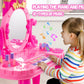 Vanity Makeup Table Toy With Adjustable Mirror, Comfortable Seat, Electronic Organ, Lights, And Music For Little Girls - Spark I