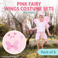 Butterfly Craze Girls' Fairy Wings With Wands And Headbands - Pack Of 6, Costumes And Dress Up Set For Kids Aged 3 And Up, These Accessories Are Perfect As Birthday Party Favors Or Supplies, (Pink)