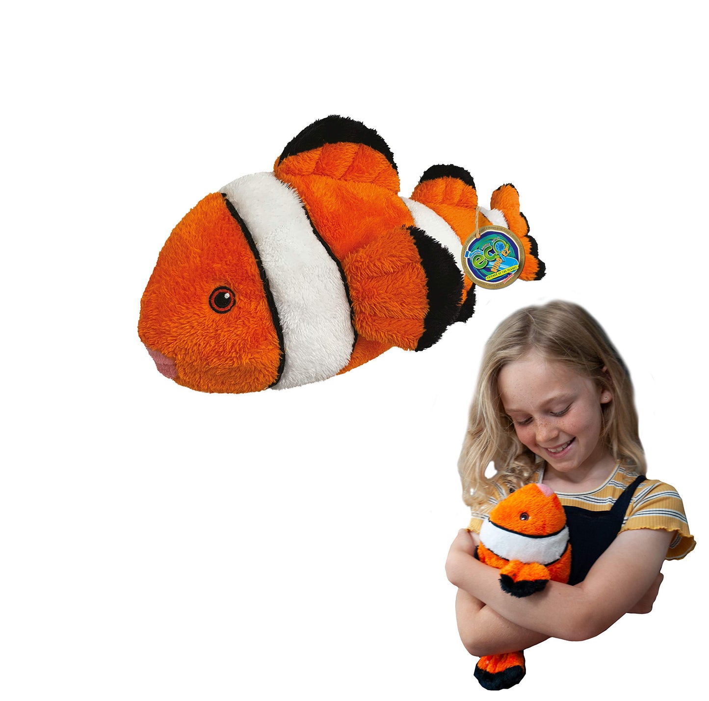 Ecobuddiez - Clown Fish From Deluxebase. 12-Inch Sustainable Plush Animal From Recycled Materials, Eco-Friendly Soft Stuffed Toy