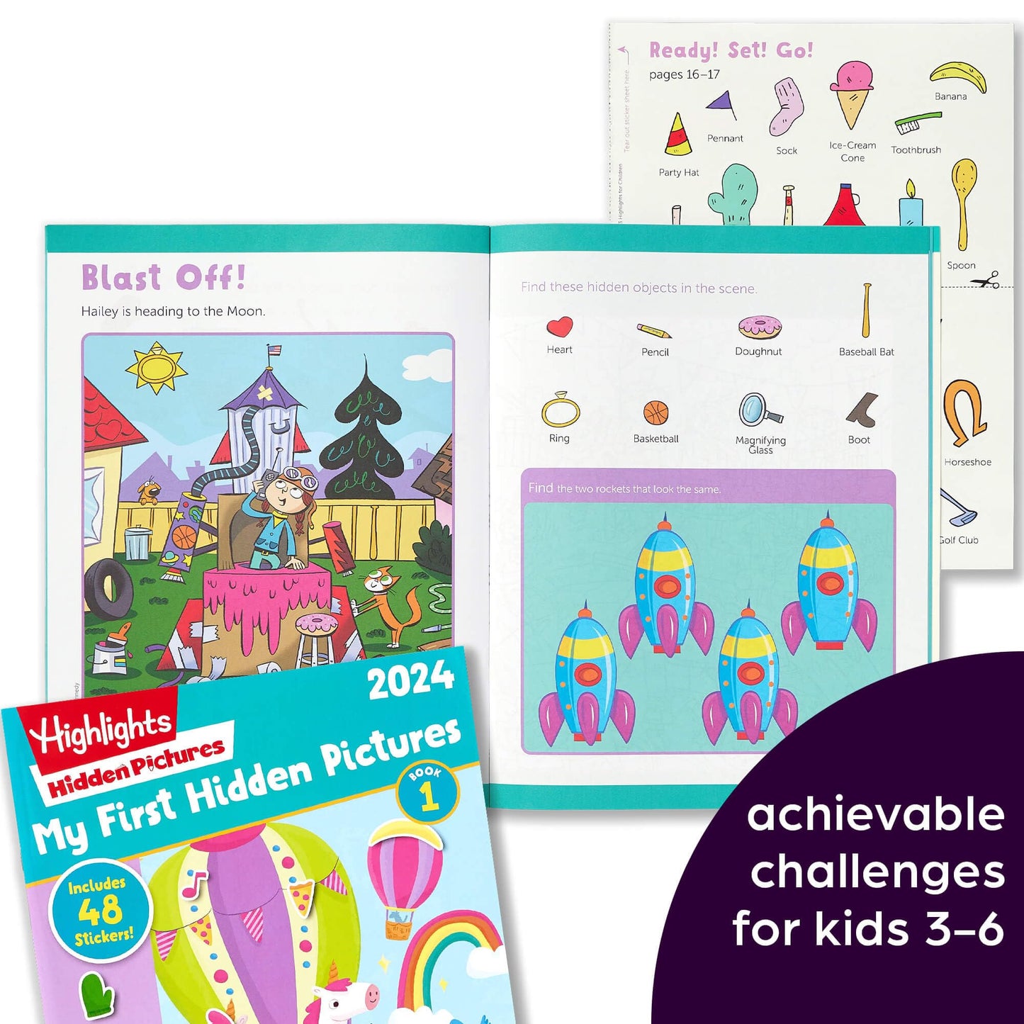 Highlights for Children My First Hidden Pictures Activity Book Set, 4 Travel-Friendly Books for Kids Ages 3-6, Screen-Free Fun