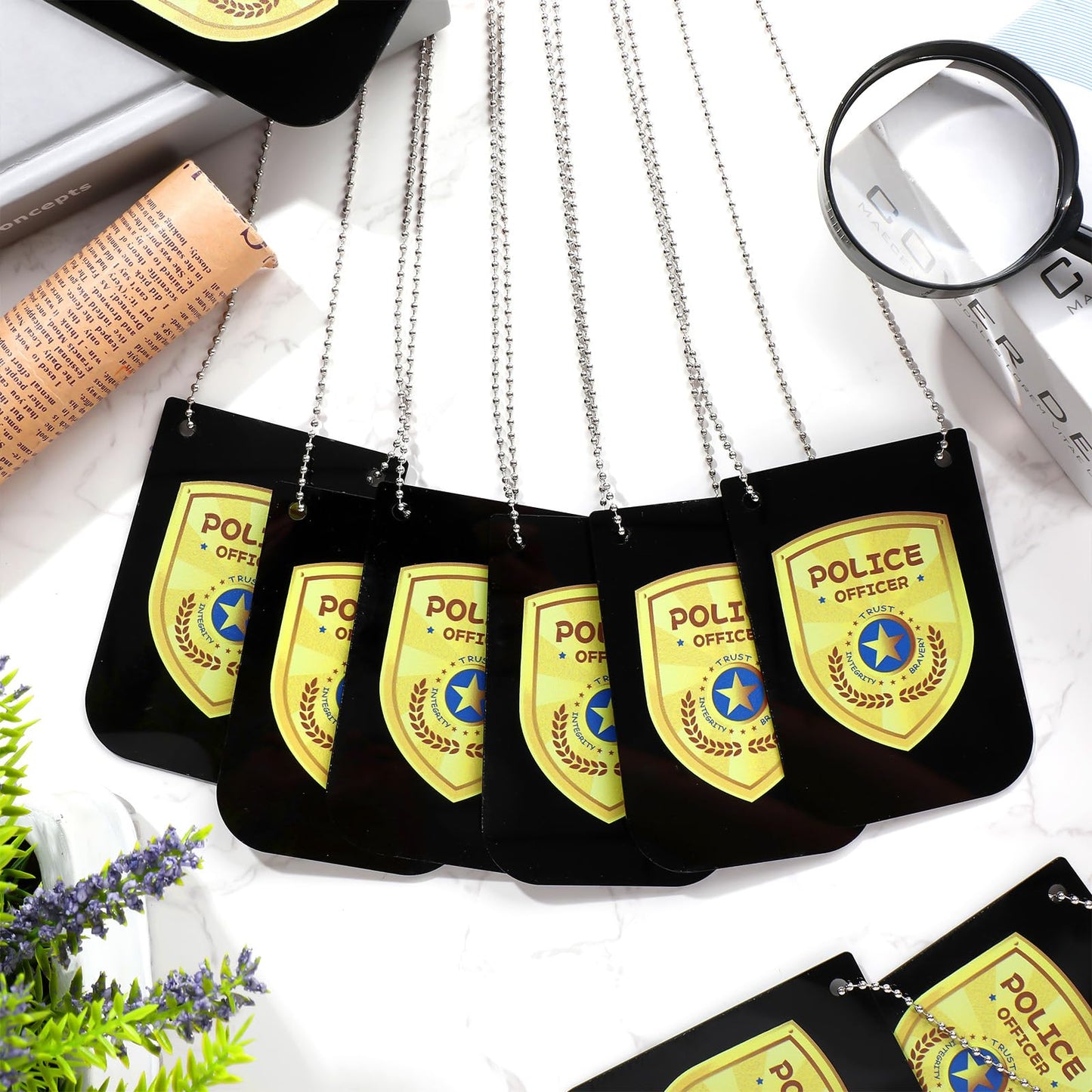 Loetere 12 Pcs Pretend Play Police Badges Officer Badge Detective Badge Cop Badge Fbi Badge Prop With Chain Police Accessories H