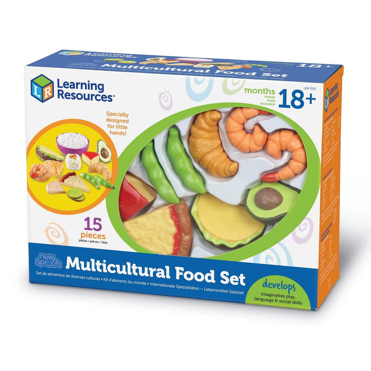 Learning Resources New Sprouts Multicultural Play Food Set - 15 Pieces, Ages 18+ Months Pretend Play Food For Toddlers, Preschoo