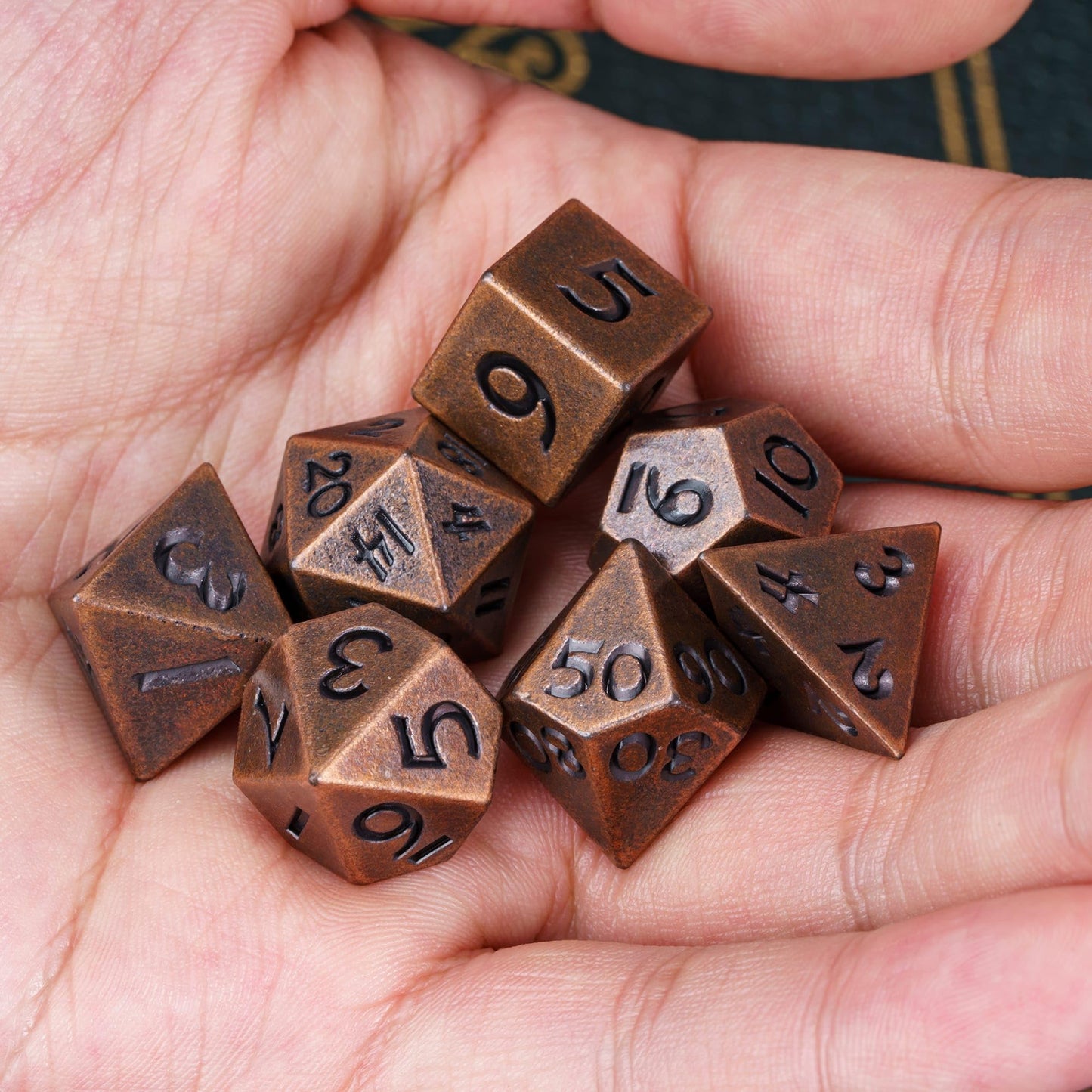 Udixi 12Mm Mini Dnd Dice Metal Dice Set D&D, 7-Die Polyhedral Dice Set For Dungeons And Dragons Role Playing Game (Copper)