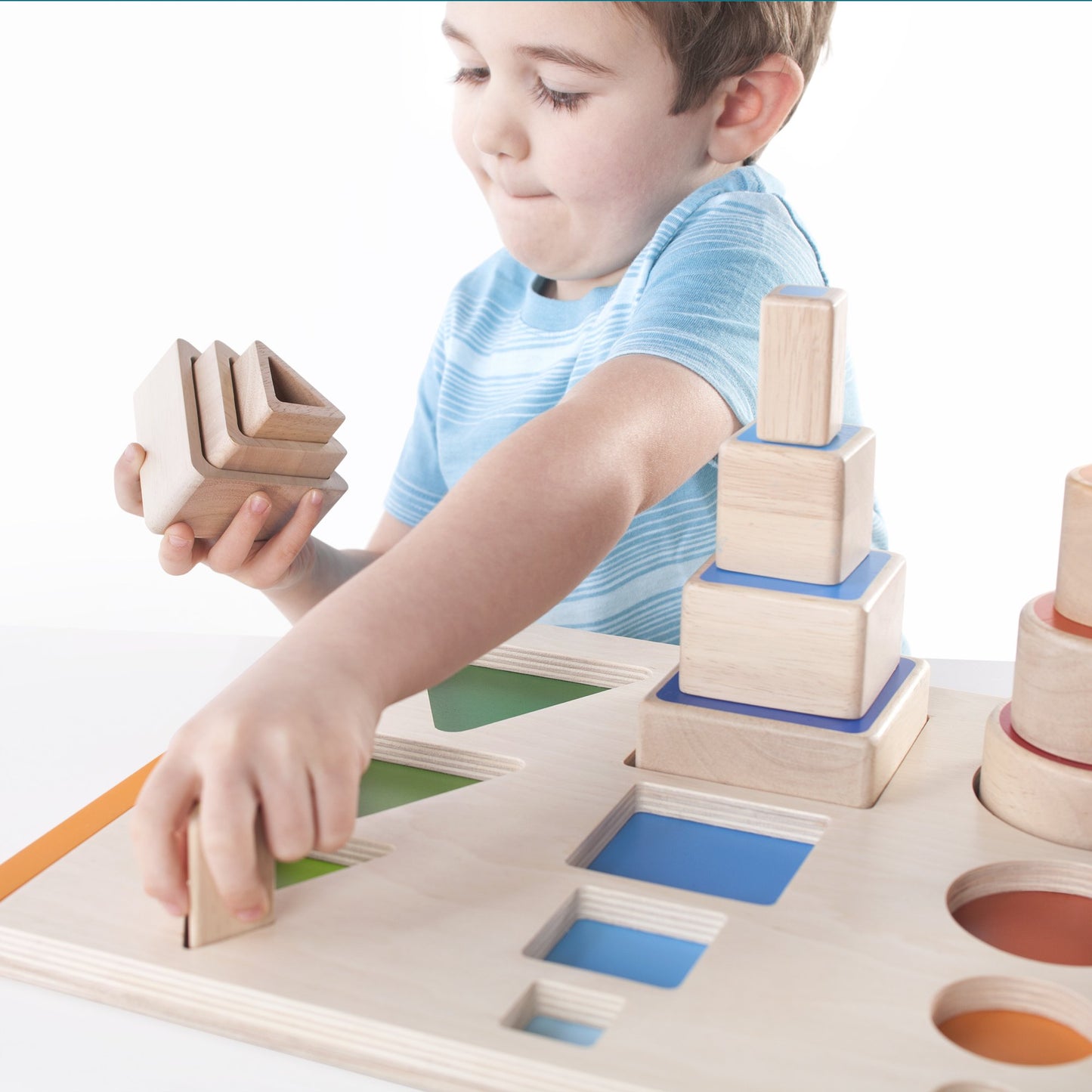Guidecraft Nest and Stack Shapes - Educational Toy for Toddlers, Multi-Color, 15 x 11.75 x 2 inches, Model GD-6737, Plastic