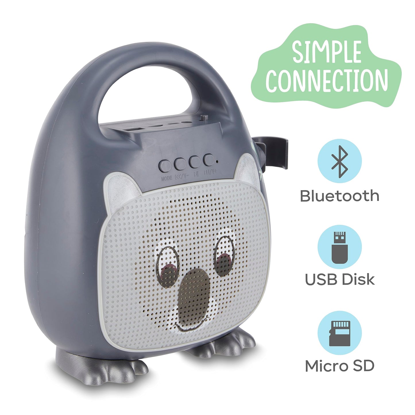 Singimals Kids Karaoke Speaker With Microphone - Unleash Your Child'S Inner Superstar, Bluetooth V5.1, 12H Playtime, 5W Speaker, Multicolor Led Lighting, Kubby The Koala