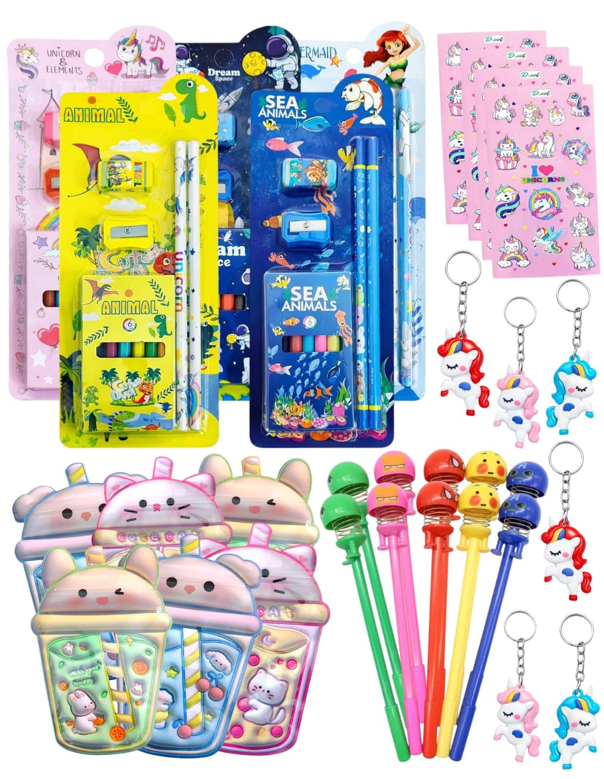 TERA13 (30 Pcs) Kanya Pujan Return Gift for Kids  Best Stationery Combo Set for Birthday Return Gift, Funny Pen, Pouch Stickers