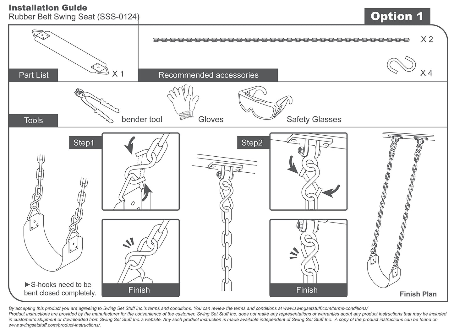 Swing Set Stuff Commercial Rubber Belt Seat with SSS Logo Sticker, Yellow