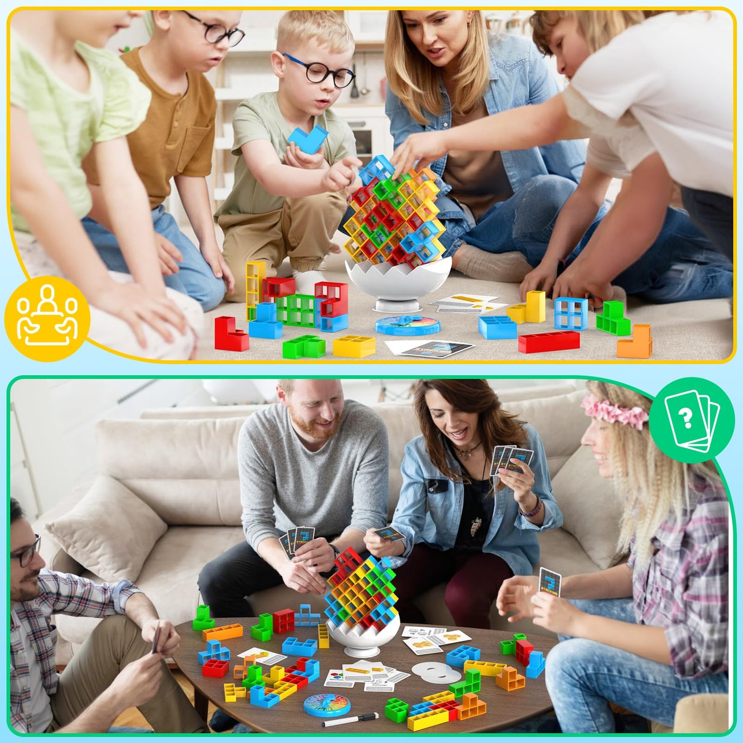 BBnote 70PCS Stack Attack Game - 3D Tetra Tower Toy for Adults & Kids, Balance Stacking, Mixed Color, Perfect for Family Travel & Parties