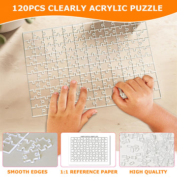 Jigsaw Puzzles For Adults 120 Pieces, Clear Hard Acrylic Impossible Puzzles For Adults Family Game Nights, Challenging Puzzle Pi