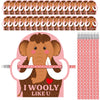 Dunzoom 36 Sets Wooly Mammoth Valentines Day Cards Exchange Gifts for Kids 36 Heart Pencils with Erasers I Wooly Like You Valent
