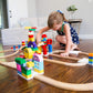 Block Platform Combo Pack, 1 Straight 1 Cross Track, Connect Wooden Train Tracks And Blocks/Bricks, Universal Compatible Connect