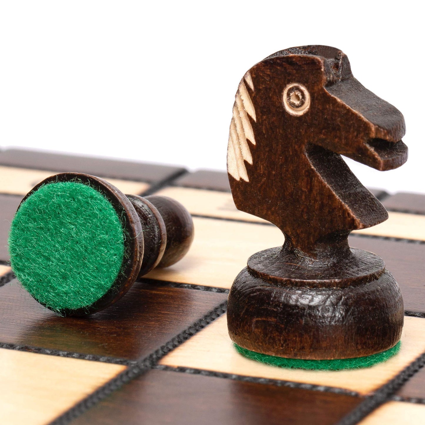 Husaria European International Chess Wooden Game Set, King'S Classic - 13.8 Inches Medium Size Chess Set With Handcrafted Chessmen And Felted Folding Board