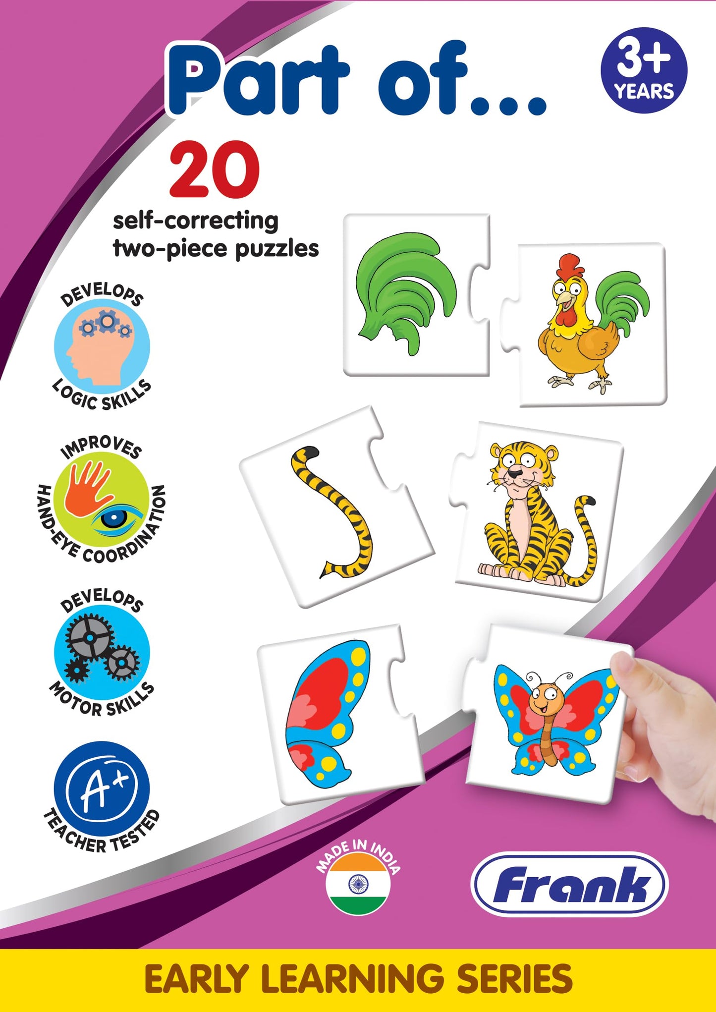 Frank Part of  (40 Pieces) 20 Self-Correcting 2 Pcs Puzzle - Early Learner Jigsaw Puzzle Set with Images for Kids 3 Years and Ab