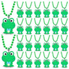 CiciBear 24 Pack Frog Necklace Party Favors with Mardi Gras Beads for Green Frog Girls Baby Shower First Birthday Reptile Campin