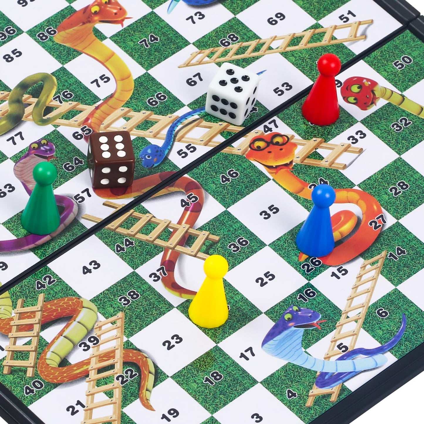 Kokosun Snakes And Ladders Board Game Set, Magnetic Folding Travel Game, Family Fun Toys/Gift For Kids And Adults (Right Angled Style-2)