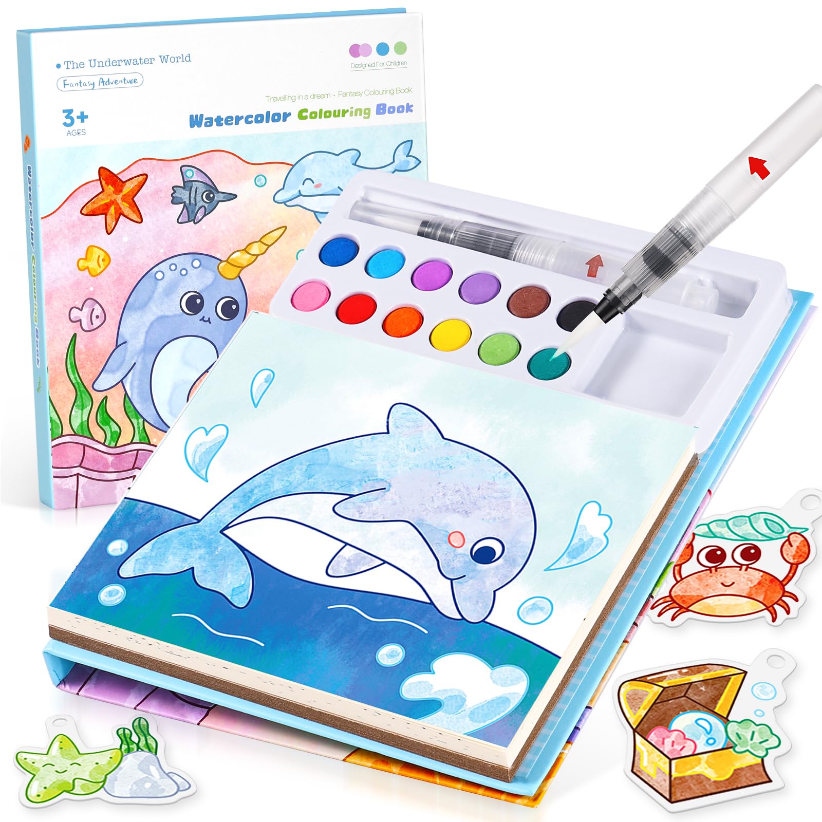 Accevo Paint with Water Coloring Books for Toddlers, Mess Free Watercolor Painting Sets Activity for Kids Arts Crafts Gift Toy f