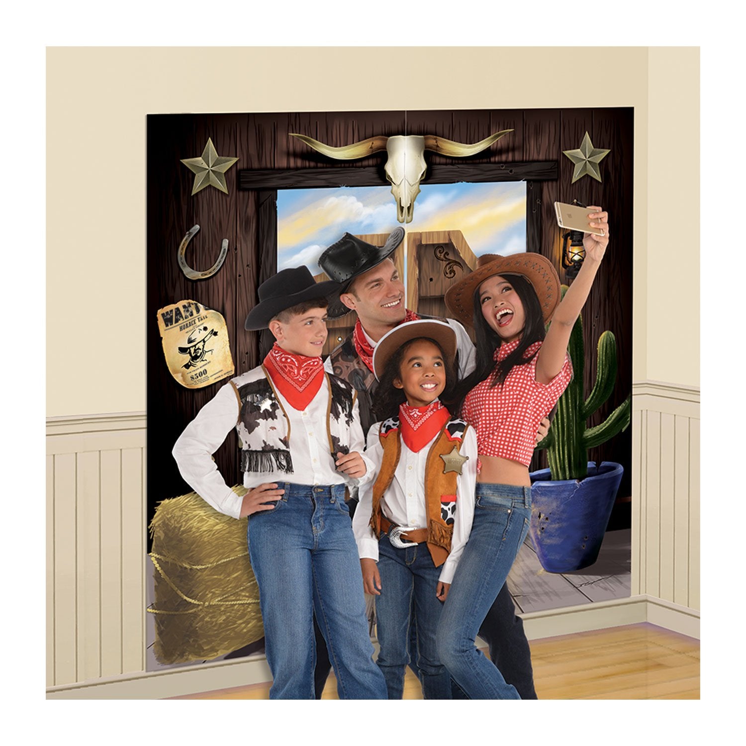 Western #Selfie Plastic Scene Setters - 65' X 65' (Pack Of 2) - Premium Quality Backdrop, Perfect For Cowboys, Cowgirls, & Old West Themed Parties