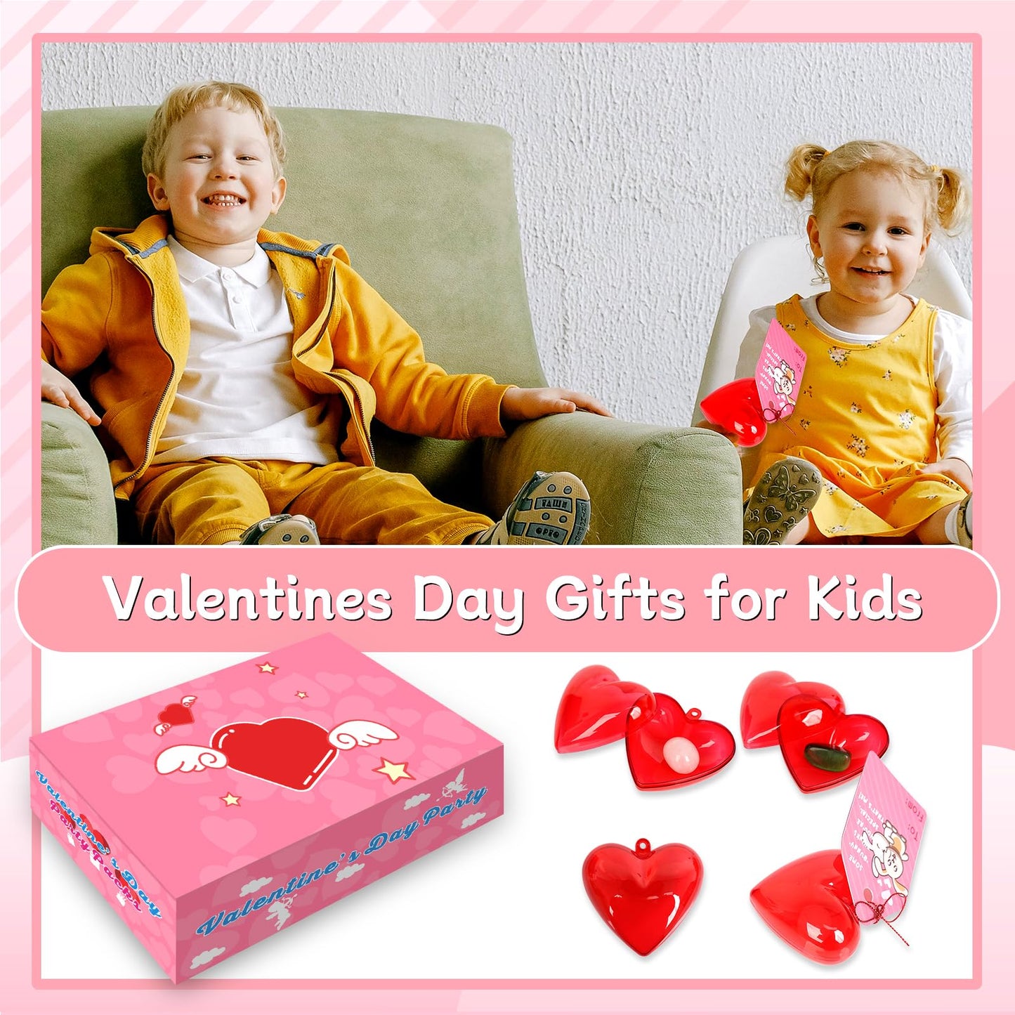 Valentines Day Gem Gifts for Kids, 28 Set Valentines Day Cards for Kids School, Kids Valentine Exchange Gift Classroom Party Fav