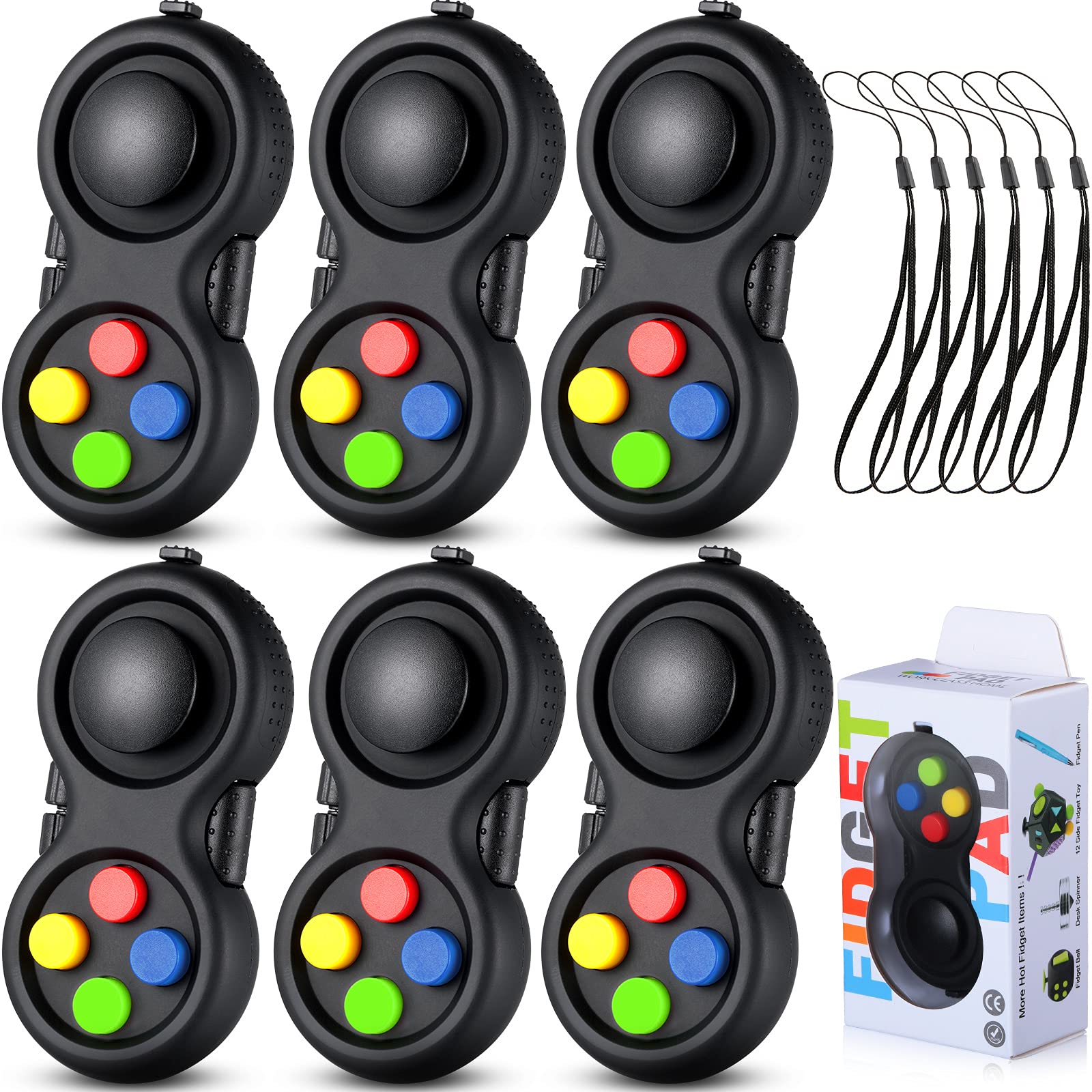 Skylety 6 Pieces Cam Fidget Pad Controller Relieve Anxiety Handheld Mini Game Remote Controller Fidget Pad Stress Reducer For Adult Relieve Stress(Simple Colors)