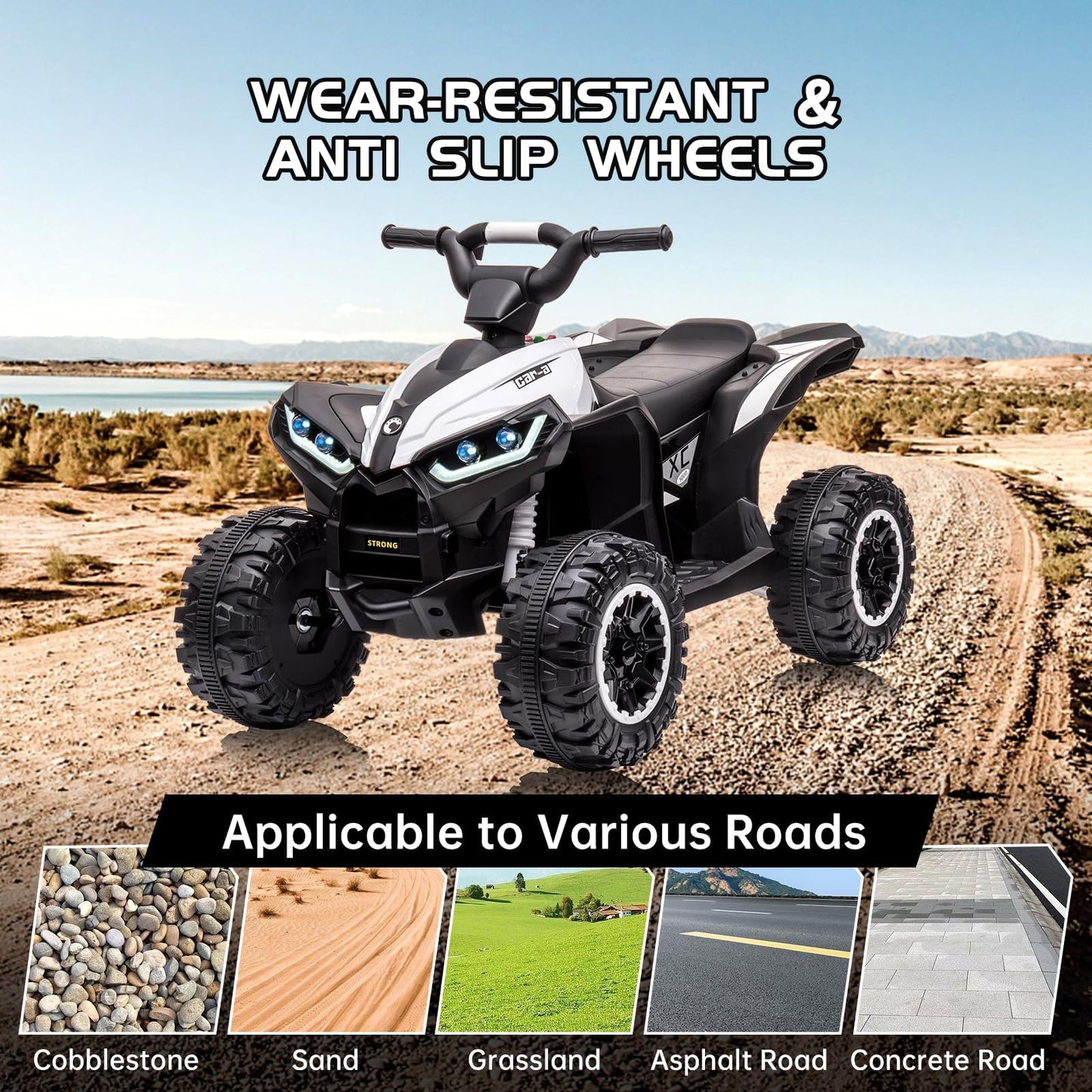 12V Kids Ride-On Electric Atv, 4 Wheel Dual Drive Kids Ride On Car With Parent Remote, High Low Speeds, Music, Battery Powered R